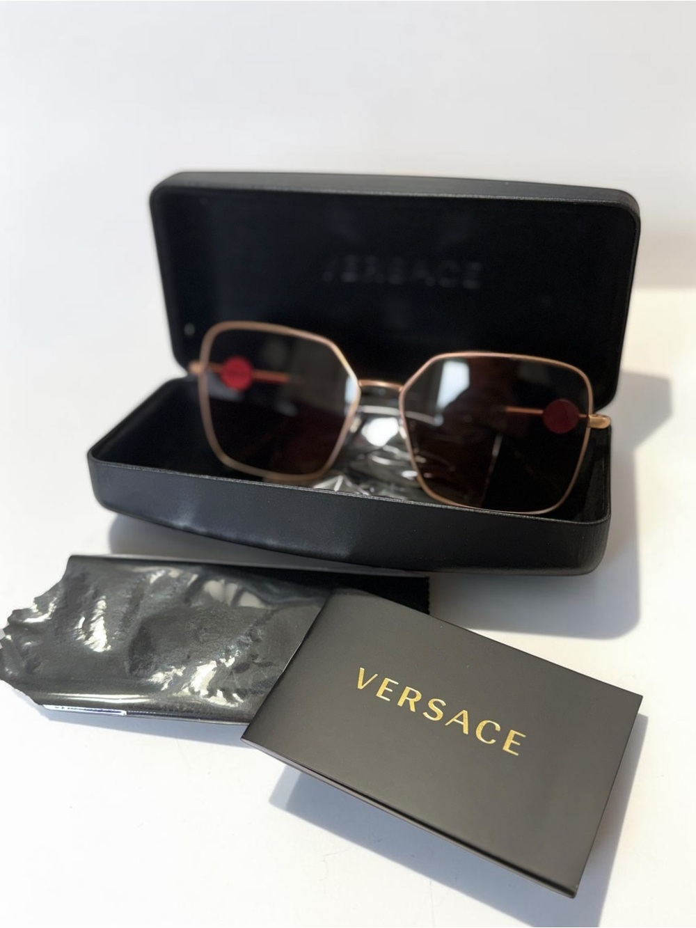 Authentic Versace Medusa Sunglasses Rose Gold Frames Luxury Designer Shades